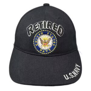 Elite U.S. Navy Retired Baseball Cap Black OS Embroidered Strapback Hat Military